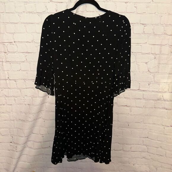 Free People Women's Size 10 Black Polka Dot A-line Mini Dress Casual - Picture 5 of 6